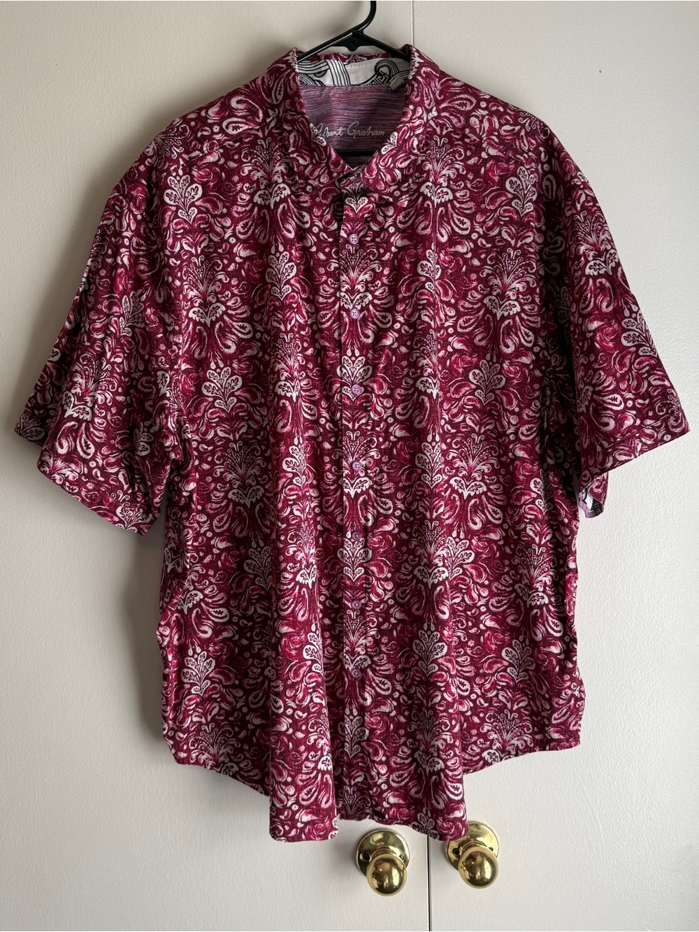 Robert Graham Dark Pink Short Sleeve Button Up Shirt Men's Size 3XL